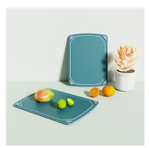 2 Pieces 8.5” x 11” and 10” x 14” Non-Slip Recycled Poly Cutting Board Blue Color for Kitchen Use