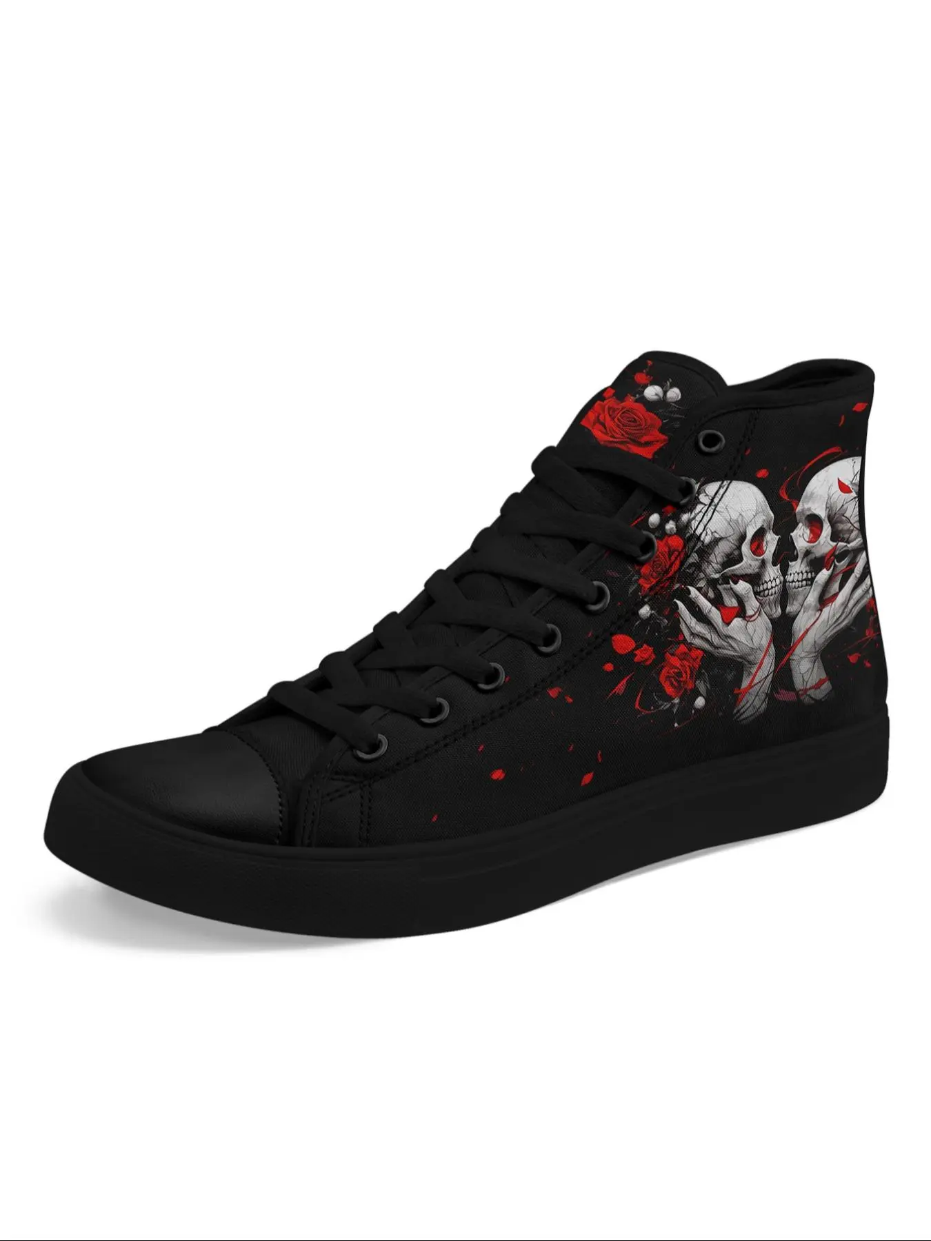 Men's Gothic Skull High-Top Sneakers, Punk Streetwear Sneaker Style Casual Shoes, Lightweight Breathable Trainers for All Seasons, Plus Size Fashion Sneakers, Footwear