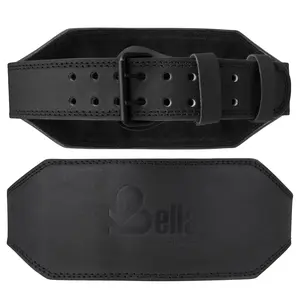 Leather Weight Lifting Belt 4 Inch Wide Gym Belt genuine Cowhide leather Powerlifting Belt with Double Prong Buckle Back Support for Squats Deadlifts