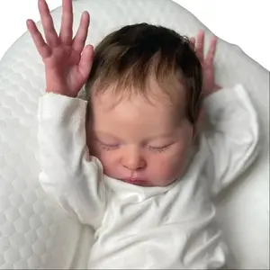 TopLink Soft Vinyl Limbs Cloth Body Asleep Reborn Baby Doll 20inch 50cm Lifelike Newborn Sleeping Bebe Art Toy for Kids Birthday Gift with Clothes Set Pacifier Feeding Bottle