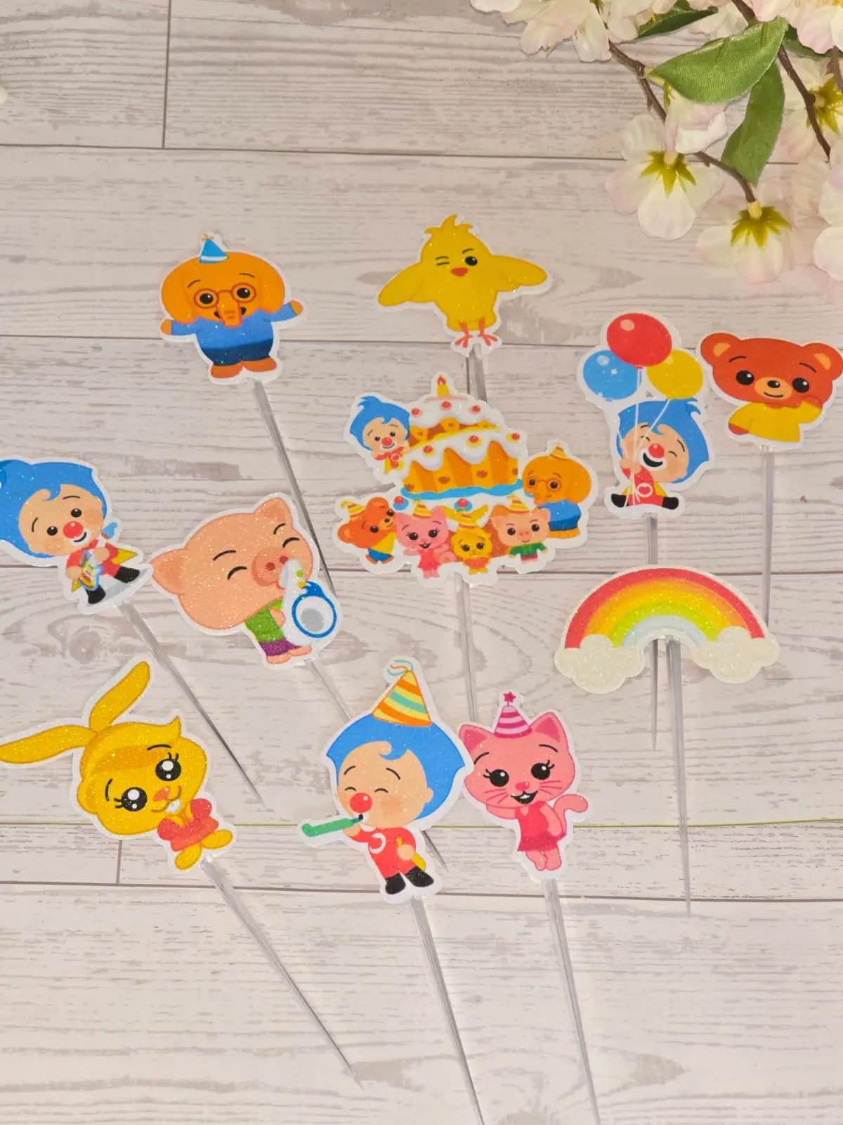 12 Pcs Sturdy Paper Sparkle Cupcake Toppers - 12 Designs, Happy Birthday Lettering Picks, Smooth Insert, Handmade Cake Decorating Supplies for Birthday Party Food Decor, Sparkle Toppers
