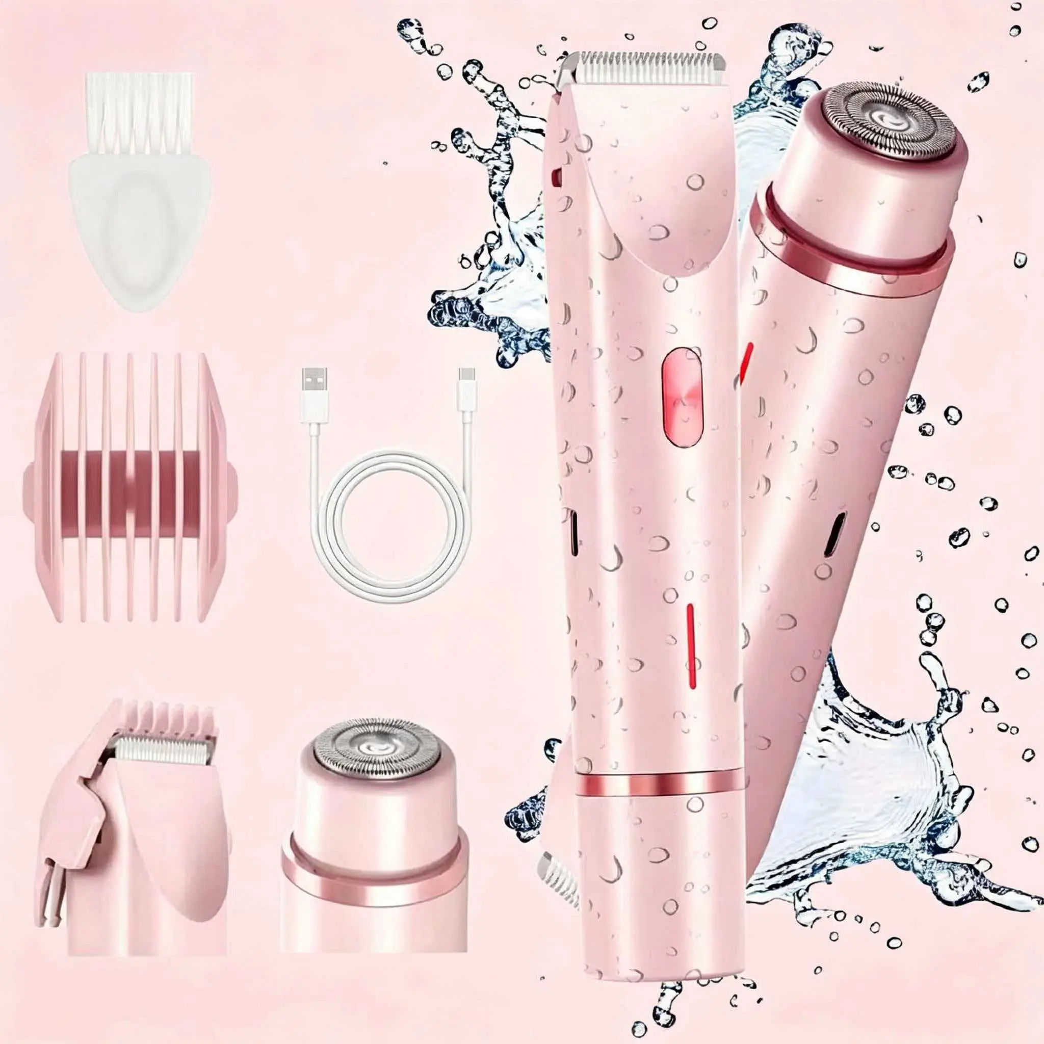 A high-quality, dual-head, waterproof 2-in-1 trimmer and epilator, suitable for use on the underarms, legs, arms and all over the body; a wet and dry hair removal tool; epilator, hair remover and body hair shaver; electric hair removal