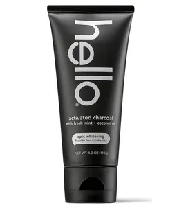 Hello Activated Charcoal Epic Whitening Toothpaste - Fluoride Free, Vegan, Minty Freshening, Bamboo Charcoal, No Peroxide, No SLS, 4.0 oz
