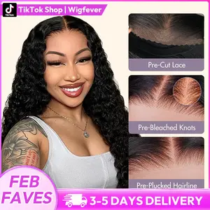WIGFEVER Water Wave Wear Go Glueless 7x4 HD Lace Front Human Hair Wig with Pre-Bleached Knots & Pre-Plucked Hairline 180% Density Breathable Cap #FEB FAVES