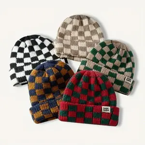 Cozy Winter Plaid Cuff Knit Beanie - Soft, Stretchy, Thick Chunky Warm Skull Cap for Skiing, Cold Weather Adventures & Ideal Gift for Loved Ones