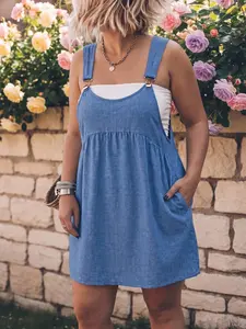 Plus Size Women's Strap Dress, Summer Casual Loose Fit Pocket Dress, Comfortable and Stylish, Perfect for Daily Wear