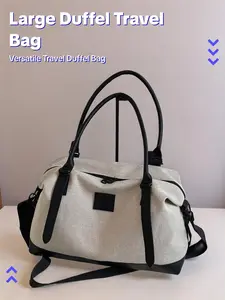 Patched Decor Colorblock Travel Bag, Large Capacity Zipper Travel Bag, Fashionable Multifunctional Casual Sports Bag for Women & Men