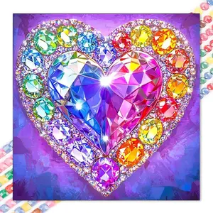 1pcs 5D DIY diamond painting set, 5D diamond art set, DIY decoration, rainbow heart diamond painting set full round drill DIY, mosaic, diamond art, DIY art home decoration, suitable for Halloween and Christmas.