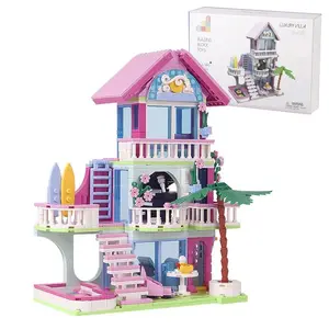 Beach House Building Set Coastal Villa Building Blocks Toy with Furniture Accessories DIY STEM Building Kit Toy for Kids & Teens