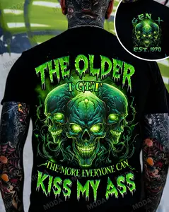 Chaosmoda Generation X Dad Skull Shirt | The Older I Get The Less I Care Vintage Father's Day Tee