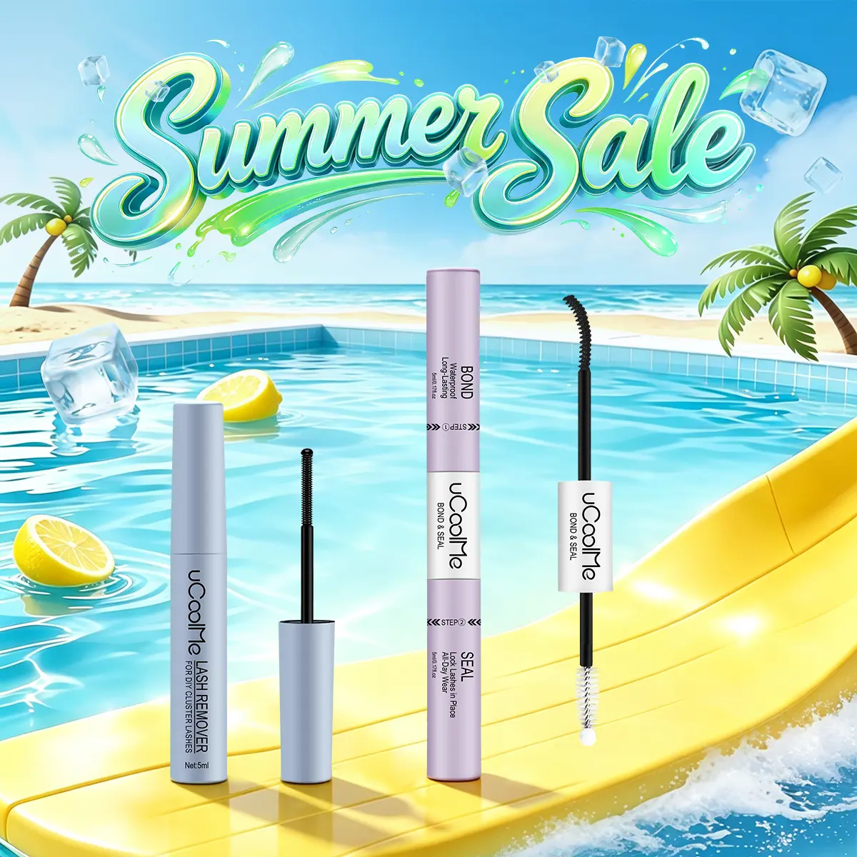 2-in-1 Lash Bond and Seal with Remover Kit, Waterproof Adhesive for a Strong, Long-Lasting Hold on Lash Cluster Extensions,sunscreen