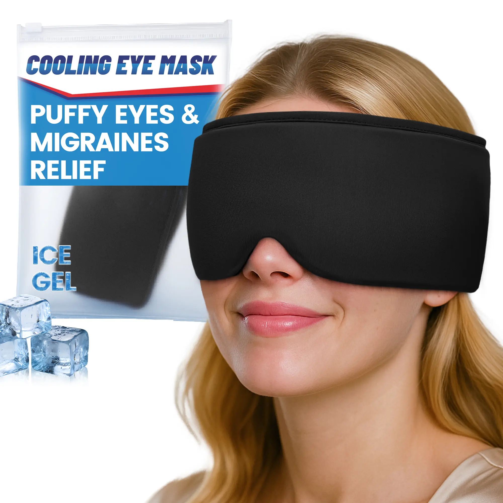 Cooling Eye Mask with Ice Gel for Puffy Eyes, Tired Eyes and Dark Circles, Cold Compress for Headache and Sleep