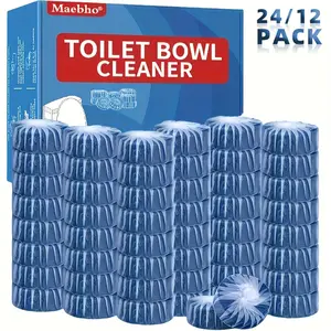 12PCS or 24PCS Toilet Cleaning Blocks — Auto-Cleans with Every Flush, Soluble Film, No Residue, Safe & Effective Household Cleaning Packets