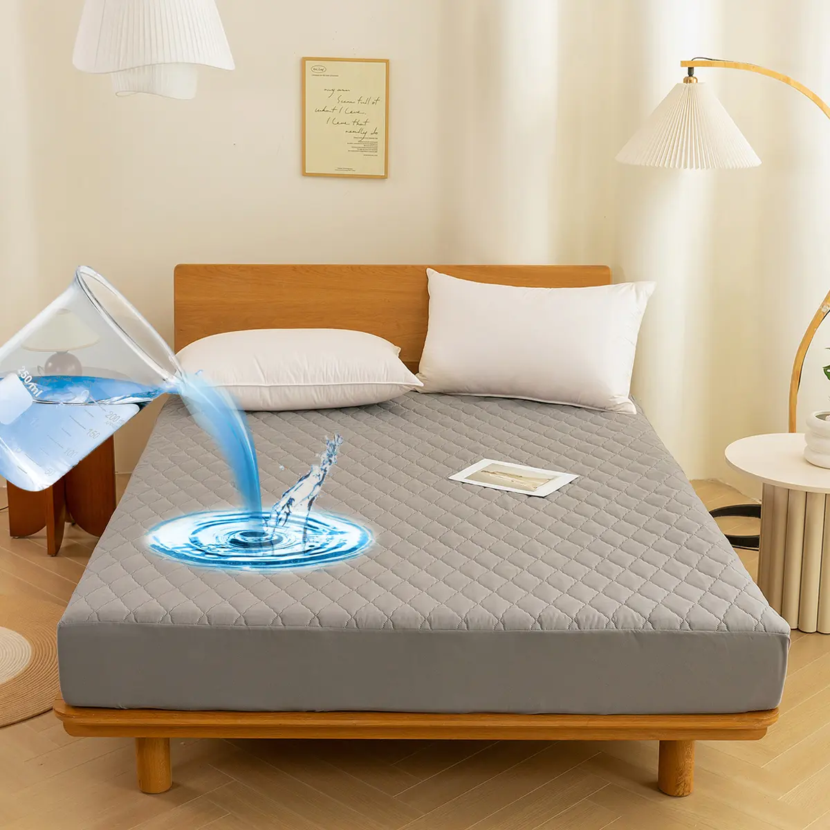 Premium Queen Size 100% Waterproof Leakproof Mattress Protector - 3D Air Fabric Bed Cover, Smooth Ultra-Soft Breathable Noiseless Washable, Maximum Protection for Cool Cover, Instant Cooling, Leakproof Beds, Cool Cover Mattresses