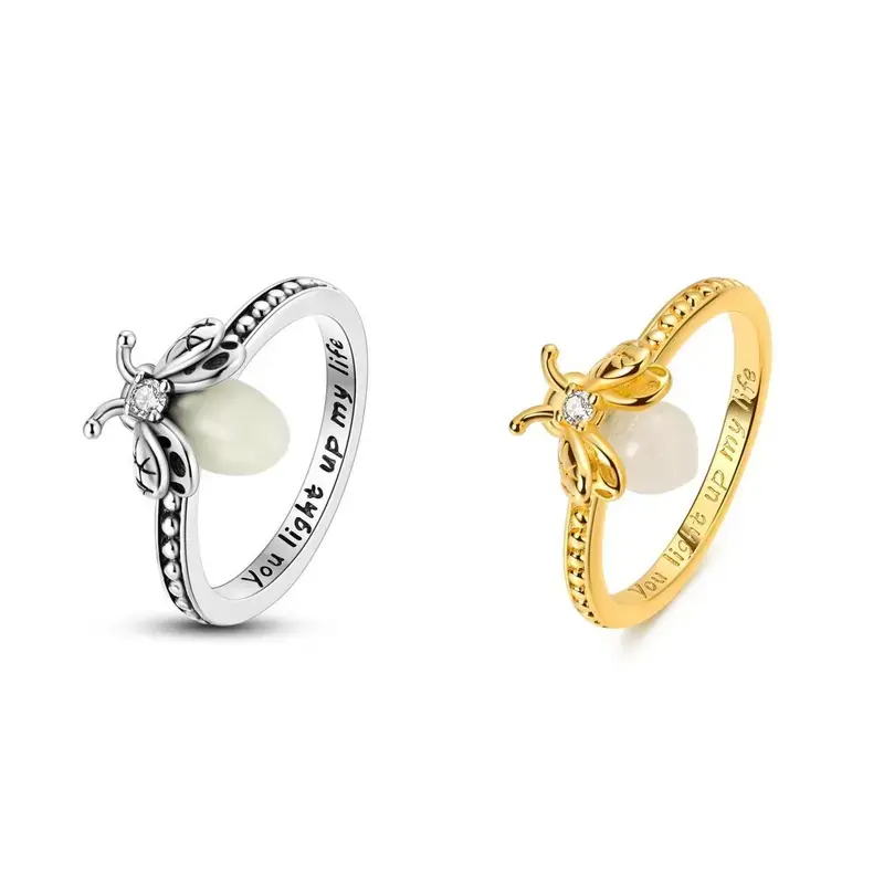 The MULA S925 silver-plated firefly ring, with its elegant and luxurious fluorescent design, is the perfect gift for girls, ladies, and nature lovers. (Zircon-set nature-inspired ring)