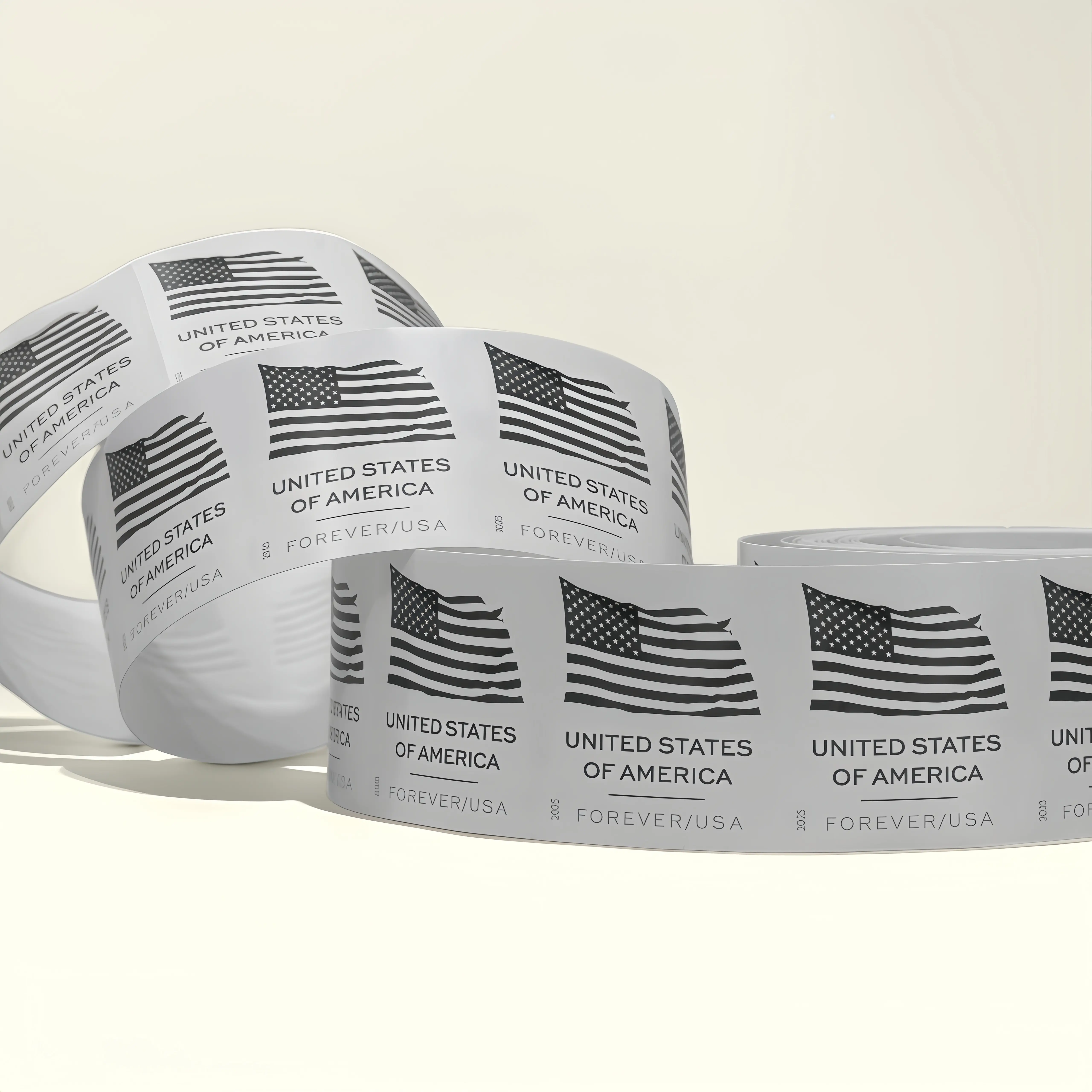Forever US Flag Pattern Paper Roll - 100 Sheets, New26 New25 New24 New23, for Snail-Mail Enclosure (Office Stationery Label Supply)