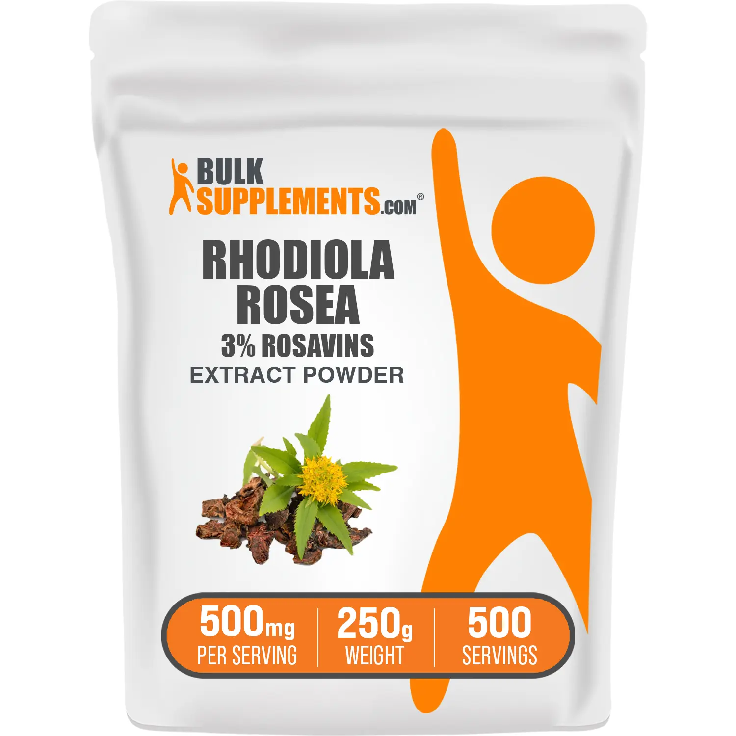 BulkSupplements - Rhodiola Rosea Extract Powder (3% Rosavins) - Energy Boost - Reduce Stress - 250g - 500mg per Serving