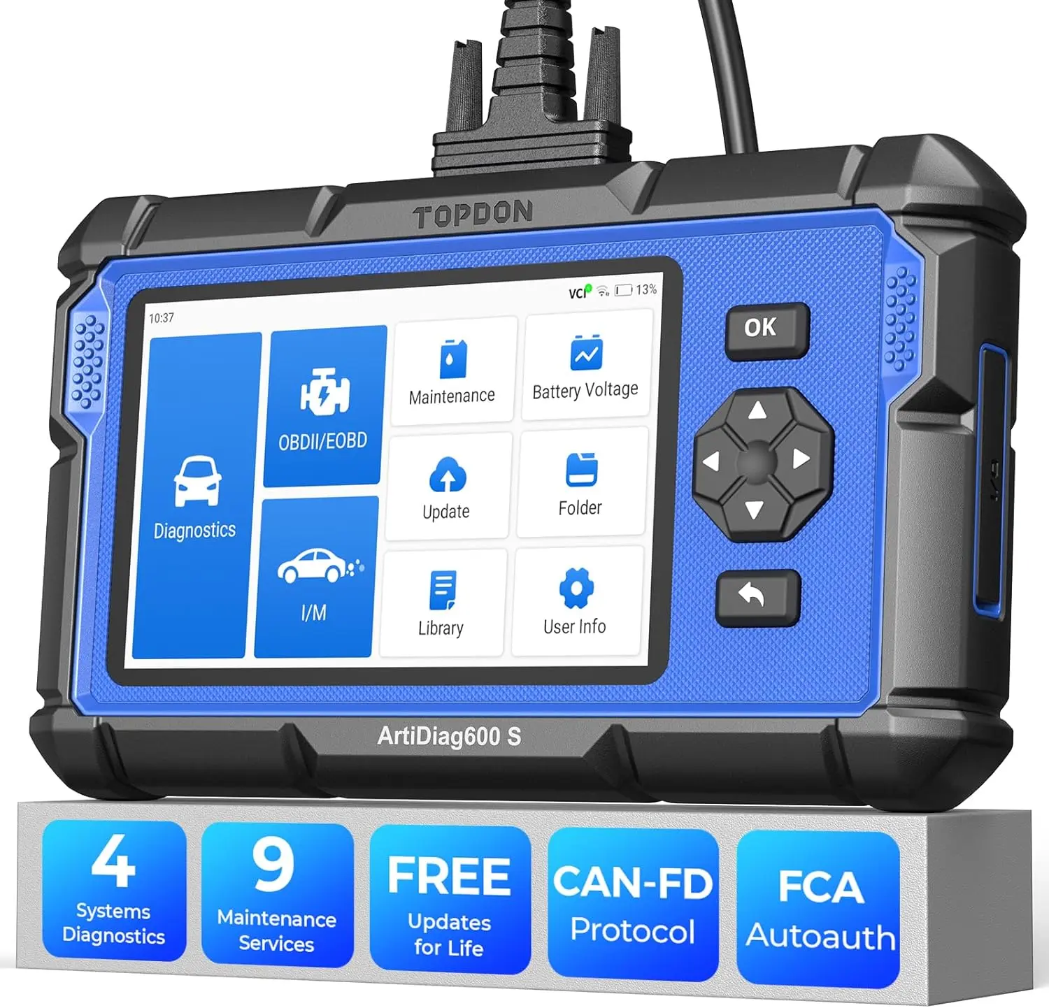 OBD2 Scanner TOPDON AD600S Car Diagnostic Scan Tool, ABS SRS Transmission Engine Code Reader, 9 Reset Services Scan Tool, Oil/Brake/BMS/SAS/DPF/TPMS/ETS Reset, Injector Coding, Lifetime Free Update
