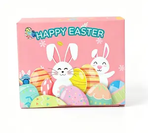 Happy Easter Bunny Gift Box, Cute Easter Egg Decorative Treat Box for Kids Party Favors
