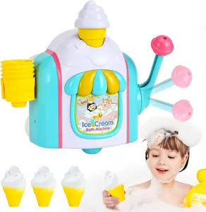 DIY Bubble Ice Cream Maker Bath Toy,Bath Toys for Kids Ages 4+,Ice Cream Foam Maker Bathtub Toy with Snap Buttons Not Fall，Bathtub Bubble Machine Pretend Cake Play Set for Kids Boys Girls,Water Fun, Create
