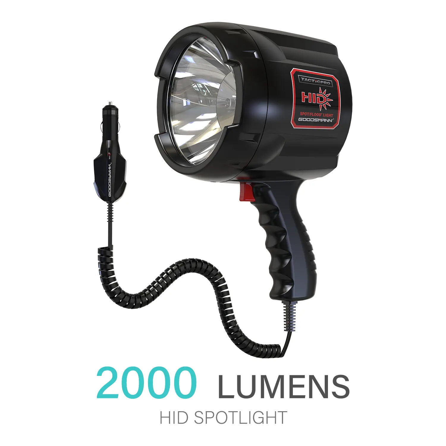 GOODSMANN TACTICPRO Powerful 2000 Lumen HID Spotlight/Floodlight Automotive/Garage/Emergency/Boating/Fishing/Hunting/Camping/Hiking/Patrolling Spotlight 9924-0011-06