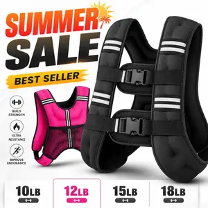 【SummerVibes】Black/Pink Unisex Weighted Vest 10/12/15/18LB, Adjustable Rucking Vest for Walking, Running, Strength Training, Fitness, with Reflective Stripe & Phone Pouch, Workout Vest for Men & Women