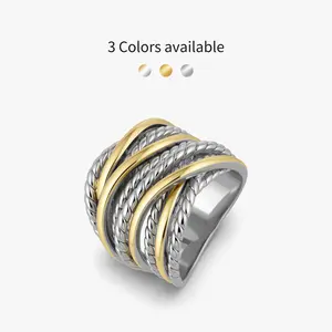 Aprilery Intertwined Metallic Band Ring - Textured Statement Jewelry for Women