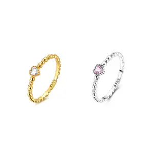 MULA 925 Sterling Silver and 18K gold plated heart ring with sparkling cubic zirconia is a romantic gift for girls and women, perfect for Valentine's Day, anniversary, birthday