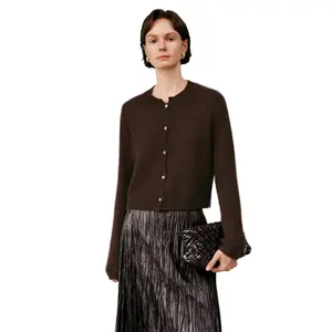 Meilleur moment Women’s Cashmere Silk Cardigan, Lightweight Soft Knit Round Neck Sweater