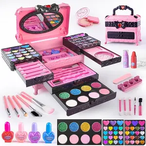 Kids Makeup Kit for Girls – 66PCS Washable Real Makeup Set with Mirror, Princess Cosmetic Toy Kit, Non-Toxic Pretend Play Beauty Set, Birthday Gift for Girls Age 3-12