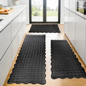 Kitchen Mats for Floor,3PCS Black Kitchen Rugs,Non-Slip Standing Mat,Cushioned Anti    Kitchen Rug Set for Office Sink Laundry