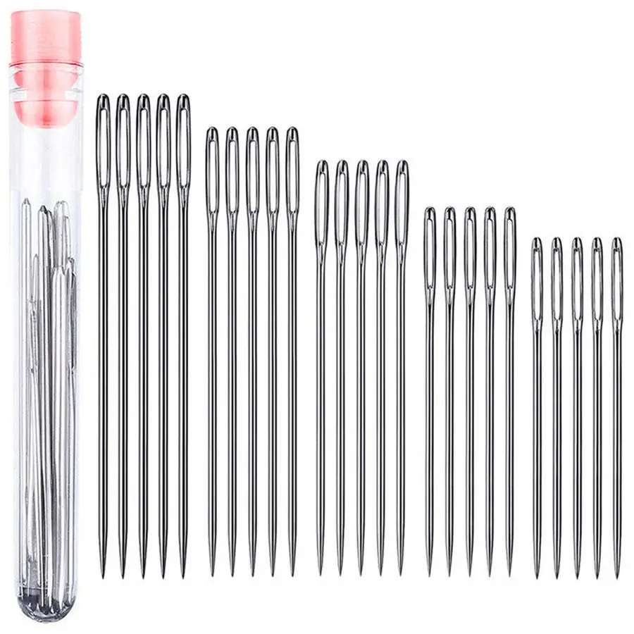 Big Eye Needle, 25pcs/box Portable Multi-sized Hand Sewing Needle, Various Sizes Sewing Needle, Hand Sewing Embroidery Needle, Sewing Supplies