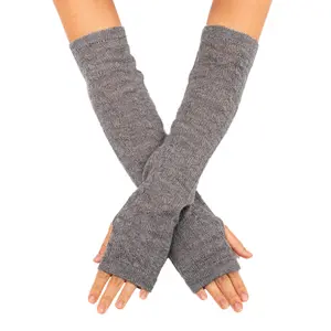 NOVICA 100% baby alpaca fingerless mitts, 'Luscious Twist in Grey'