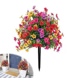 Lifelike Artificial Violet Rose Bushes, UV Resistant & Waterproof Outdoor Faux Flowers, Low Maintenance Garden Porch Patio Decor, No Watering Required All Year Round