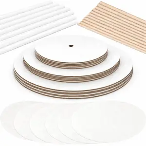 Cake Tier Stacking Kit - 10 Inch, 8 Inch, 6 Inch Cake Boards + Parchment Paper Rounds + Bamboo and Straw Cake Dowels For Tiered Cakes - 125 Pcs