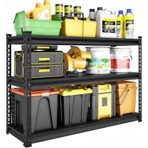 48" W Garage Shelving Heavy Duty, 1500LBS Loads Adjustable Garage Storage Shelves, 3-Tier Metal Shelving Units and Storage Racks, Industrial Utility Shelf,48" Wx18 Dx39 H, Black