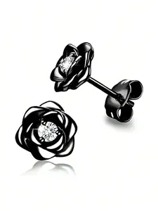 1 Pair Simple Cubic Zirconia Flower Stud Earrings For Women High Quality Earrings For Wedding Engagement Anniversary Party Jewelry Valentine's Day Gift