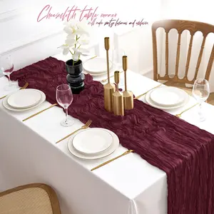Bohemian Christmas Wine Table Runner, Long Semi-Transparent Cheese Cloth, Party Birthday Wedding Graduation Decorations
