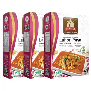 Malka Lahori Paya Recipe Mix 50g (1.76 oz) Pack of 3 | Authentic & Natural Gourmet Spice Powder for Spice Hooves Curry | No MSG Added, Vegan, Non-GMO, Gluten Free & Halal | Traditional Indian Flavor