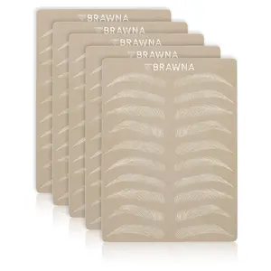 BRAWNA - 6 Pcs Inkless Double Sided PMU Microblading Eyebrow Practice Skin - Assorted Disposable PMU