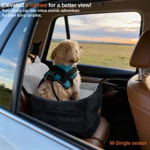 ZVRpet  Dog Car Seat Pet kennel Fully Detachable and Washable Memory Foam Covered   Soft Fabric Easy to Install with Adjustable Straps Anti-Slip Bottom Cover for Back Seat Pet Car Bed for Car SUV Outdoorfun Travel Dog Bed Pet Bed
