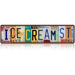 Vintage Ice Cream St Wall Decor Street Signs Metal Tin Signs 16 x 4 Inches Room St-W-02