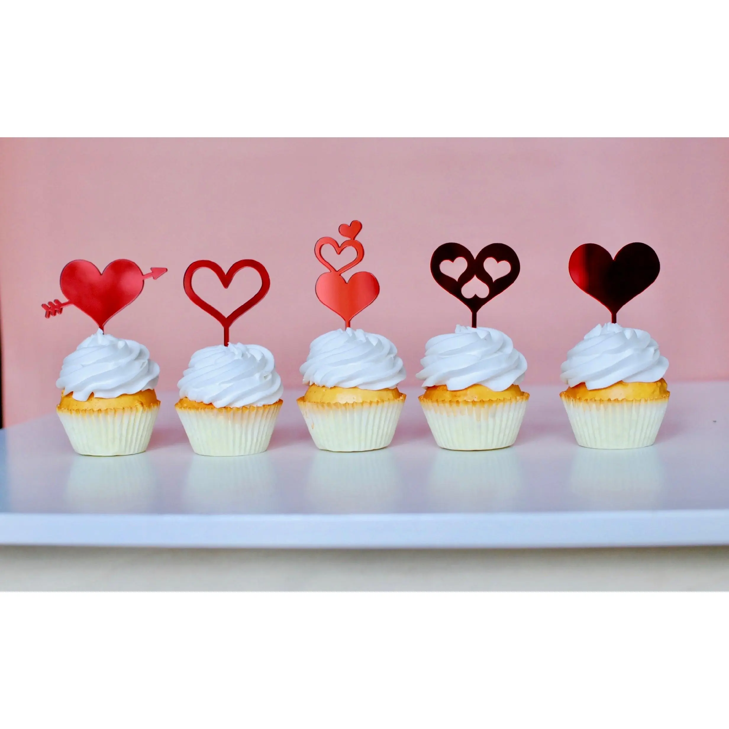 Standing Red Hearts Toppers | Happy Valentines Day Cupcake Rounds | Medallions| Cupcake Topper (Sets of 6)