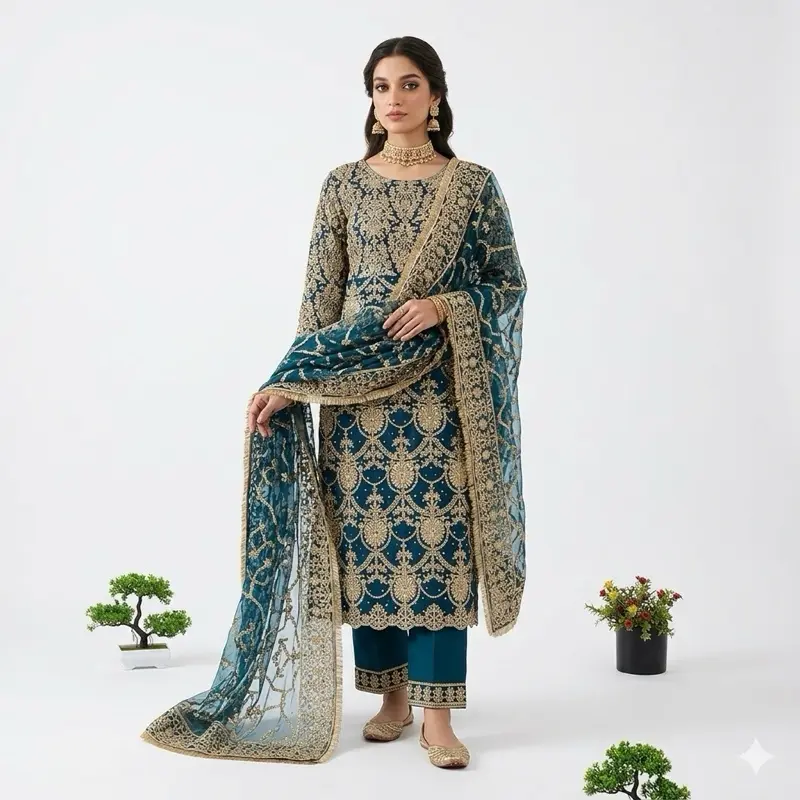 Women's Indian-Pakistani Modest Long Suit - Comfortable Fit, Elegant Design, Versatile Style, Suitable for 2-3 Occasions, Modest Clothes