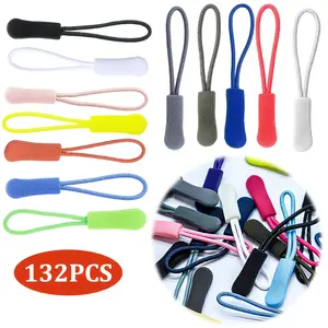 132 Pack Mixed Color Zipper Pulls Replacement, Durable Nylon Cord Zipper Extension Tags for Backpacks, Jackets, Luggage, Wallets, and Sweatshirts