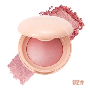 PHOFAY Soft Pinch Glitter Powder Blush, Glow Peach Blush Makeup Cosmetic Gifts, Cruelty Free-Shape, Contour & Highlight Face for a Shimmery Finish