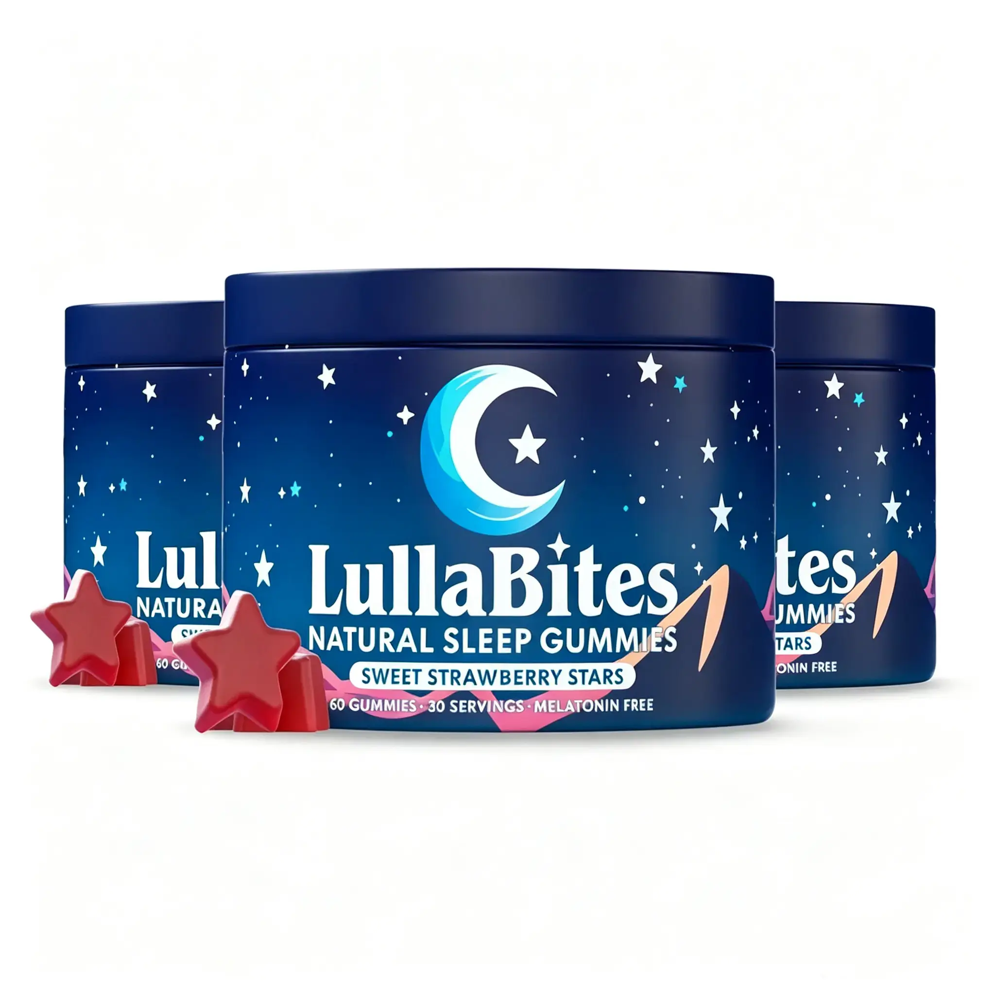 LullaBites Natural Sleep Gummies - 30 Servings-Sweet Strawberry Stars (Melatonin Free) LullaBites Natural Sleep Gummies - 30 Servings-Sweet Strawberry Stars (Melatonin Free)