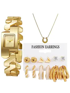 Women's Elegant Fashion Watch & Jewelry Set, Including Quartz Watch & Pendant Necklace & Earrings, Trendy Exquisite Watch Set for Women