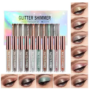 Glitter Liquid Eyeshadow, 10pcs/set Shimmering Eye Shadow, Sparkling Eye Makeup Products for All Styles and Occasions, Cosmetic