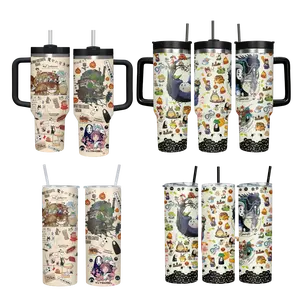 Studio Ghibli Totoro Tumbler Set 40oz Handle Mug 20oz Slim Cup, Anime Travel Drinkware, Cute Coffee Flask, Collector Gift, Daily Beverage Companion, Fan Present